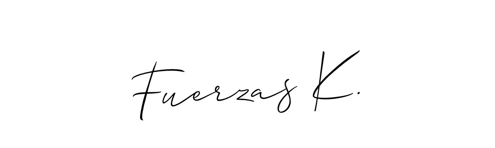 How to make Fuerzas K. name signature. Use Allison_Script style for creating short signs online. This is the latest handwritten sign. Fuerzas K. signature style 2 images and pictures png