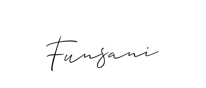 Make a beautiful signature design for name Funsani. With this signature (Allison_Script) style, you can create a handwritten signature for free. Funsani signature style 2 images and pictures png