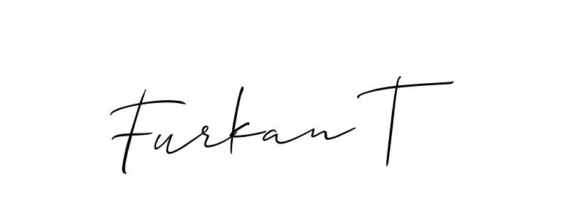 Also You can easily find your signature by using the search form. We will create Furkan T name handwritten signature images for you free of cost using Allison_Script sign style. Furkan T signature style 2 images and pictures png