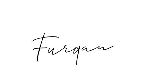 Use a signature maker to create a handwritten signature online. With this signature software, you can design (Allison_Script) your own signature for name Furqan. Furqan signature style 2 images and pictures png