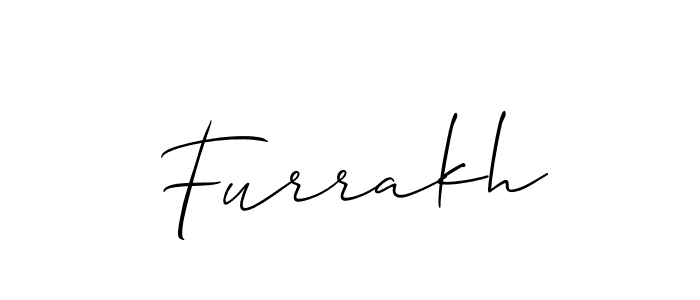 if you are searching for the best signature style for your name Furrakh. so please give up your signature search. here we have designed multiple signature styles  using Allison_Script. Furrakh signature style 2 images and pictures png