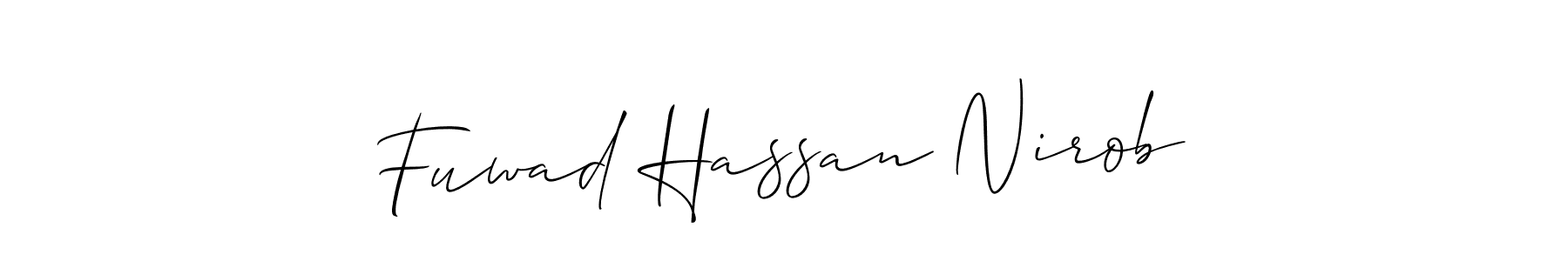 Also You can easily find your signature by using the search form. We will create Fuwad Hassan Nirob name handwritten signature images for you free of cost using Allison_Script sign style. Fuwad Hassan Nirob signature style 2 images and pictures png