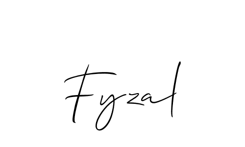 Make a beautiful signature design for name Fyzal. With this signature (Allison_Script) style, you can create a handwritten signature for free. Fyzal signature style 2 images and pictures png