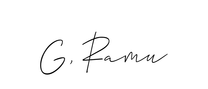 if you are searching for the best signature style for your name G, Ramu. so please give up your signature search. here we have designed multiple signature styles  using Allison_Script. G, Ramu signature style 2 images and pictures png