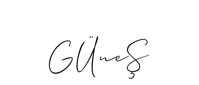 How to make GÜneŞ signature? Allison_Script is a professional autograph style. Create handwritten signature for GÜneŞ name. GÜneŞ signature style 2 images and pictures png