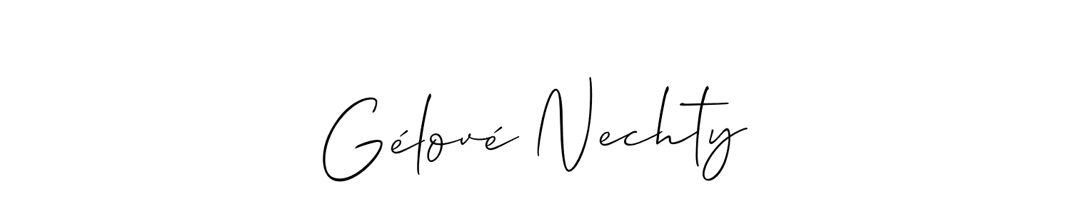 You should practise on your own different ways (Allison_Script) to write your name (Gélové Nechty) in signature. don't let someone else do it for you. Gélové Nechty signature style 2 images and pictures png