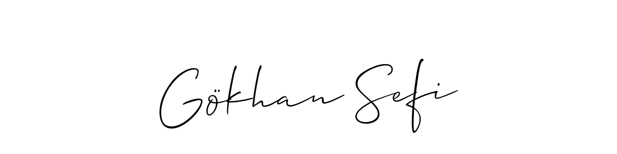 Also You can easily find your signature by using the search form. We will create Gökhan Sefi name handwritten signature images for you free of cost using Allison_Script sign style. Gökhan Sefi signature style 2 images and pictures png