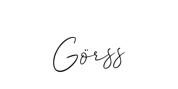 if you are searching for the best signature style for your name Görss. so please give up your signature search. here we have designed multiple signature styles  using Allison_Script. Görss signature style 2 images and pictures png