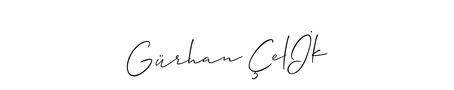 Make a beautiful signature design for name Gürhan Çelİk. With this signature (Allison_Script) style, you can create a handwritten signature for free. Gürhan Çelİk signature style 2 images and pictures png