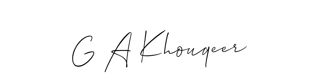 Make a beautiful signature design for name G A Khouqeer. With this signature (Allison_Script) style, you can create a handwritten signature for free. G A Khouqeer signature style 2 images and pictures png