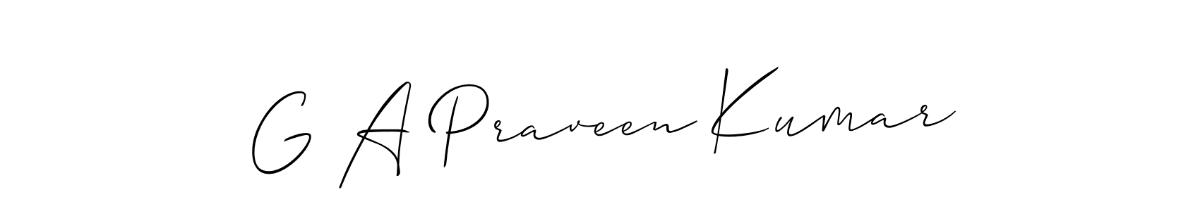 Use a signature maker to create a handwritten signature online. With this signature software, you can design (Allison_Script) your own signature for name G A Praveen Kumar. G A Praveen Kumar signature style 2 images and pictures png