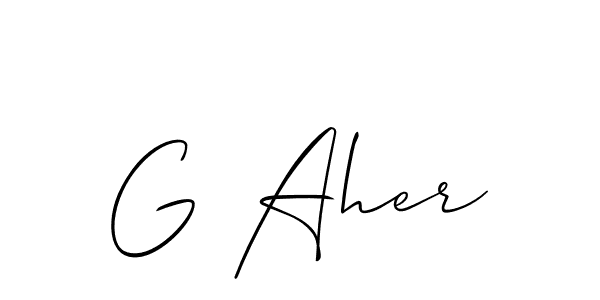 The best way (Allison_Script) to make a short signature is to pick only two or three words in your name. The name G Aher include a total of six letters. For converting this name. G Aher signature style 2 images and pictures png