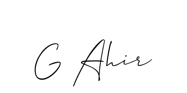 Allison_Script is a professional signature style that is perfect for those who want to add a touch of class to their signature. It is also a great choice for those who want to make their signature more unique. Get G Ahir name to fancy signature for free. G Ahir signature style 2 images and pictures png