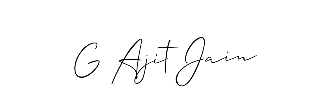 The best way (Allison_Script) to make a short signature is to pick only two or three words in your name. The name G Ajit Jain include a total of six letters. For converting this name. G Ajit Jain signature style 2 images and pictures png