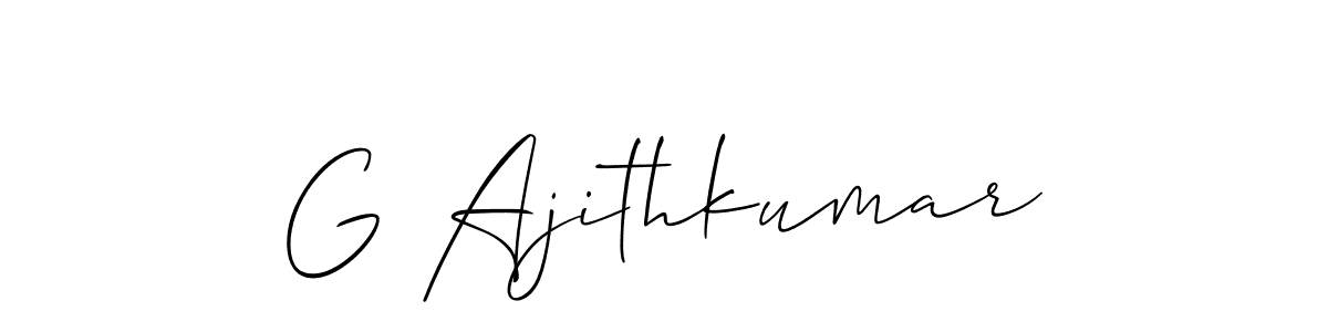The best way (Allison_Script) to make a short signature is to pick only two or three words in your name. The name G Ajithkumar include a total of six letters. For converting this name. G Ajithkumar signature style 2 images and pictures png