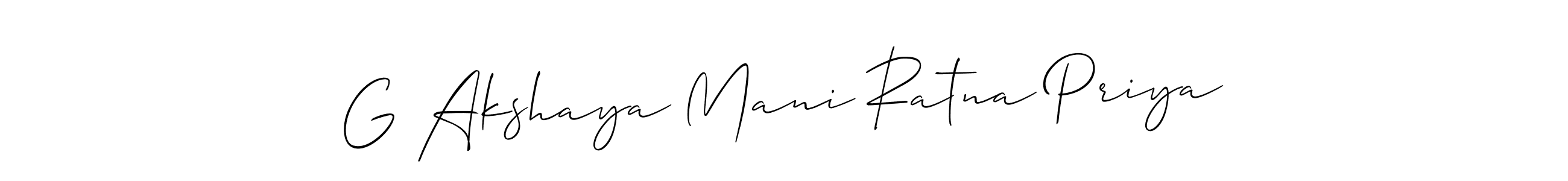 Design your own signature with our free online signature maker. With this signature software, you can create a handwritten (Allison_Script) signature for name G Akshaya Mani Ratna Priya. G Akshaya Mani Ratna Priya signature style 2 images and pictures png