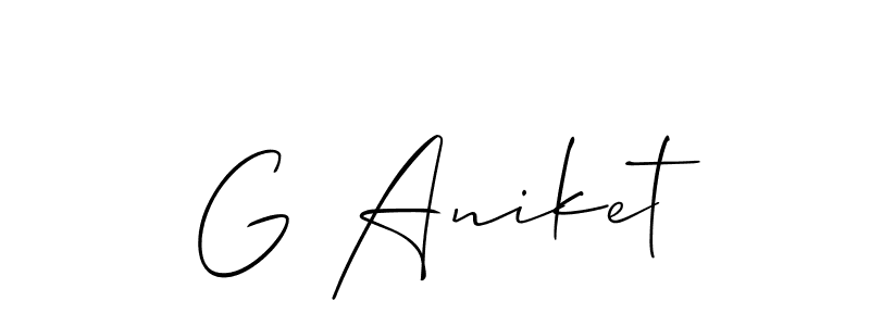 Check out images of Autograph of G Aniket name. Actor G Aniket Signature Style. Allison_Script is a professional sign style online. G Aniket signature style 2 images and pictures png