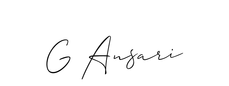Use a signature maker to create a handwritten signature online. With this signature software, you can design (Allison_Script) your own signature for name G Ansari. G Ansari signature style 2 images and pictures png