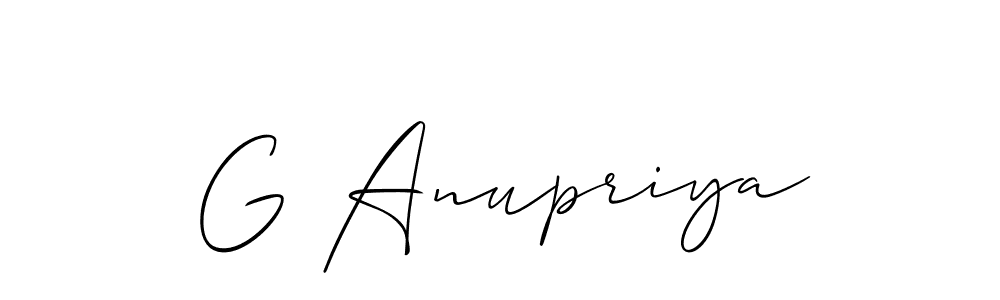 Also You can easily find your signature by using the search form. We will create G Anupriya name handwritten signature images for you free of cost using Allison_Script sign style. G Anupriya signature style 2 images and pictures png