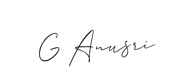 Make a beautiful signature design for name G Anusri. With this signature (Allison_Script) style, you can create a handwritten signature for free. G Anusri signature style 2 images and pictures png