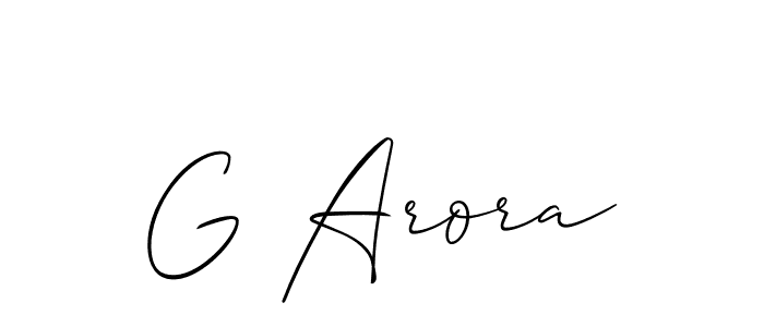 Make a beautiful signature design for name G Arora. With this signature (Allison_Script) style, you can create a handwritten signature for free. G Arora signature style 2 images and pictures png