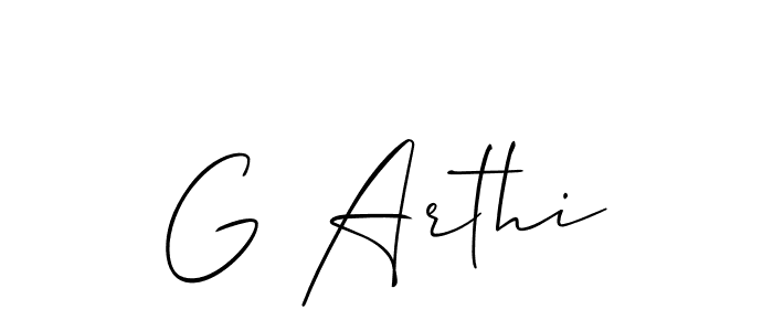 Also we have G Arthi name is the best signature style. Create professional handwritten signature collection using Allison_Script autograph style. G Arthi signature style 2 images and pictures png