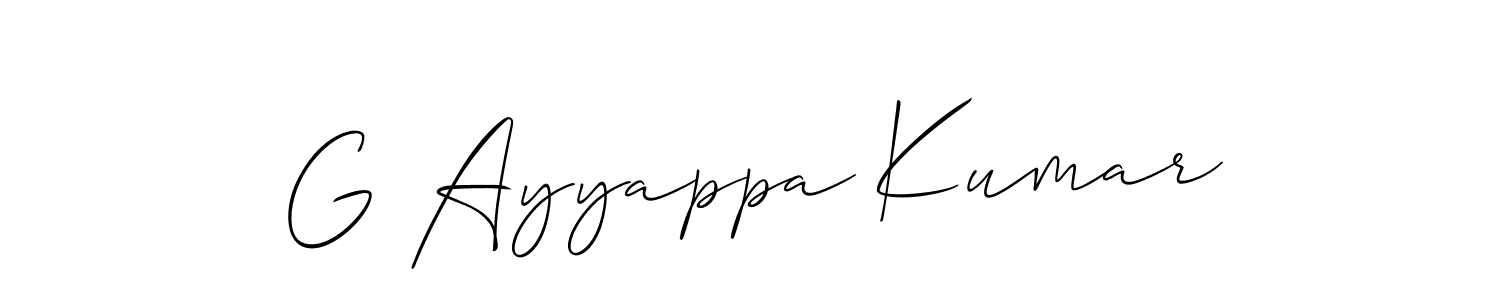 Also You can easily find your signature by using the search form. We will create G Ayyappa Kumar name handwritten signature images for you free of cost using Allison_Script sign style. G Ayyappa Kumar signature style 2 images and pictures png