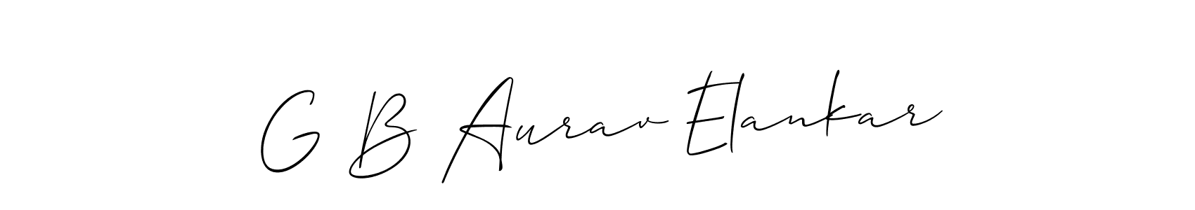 How to make G B Aurav Elankar name signature. Use Allison_Script style for creating short signs online. This is the latest handwritten sign. G B Aurav Elankar signature style 2 images and pictures png
