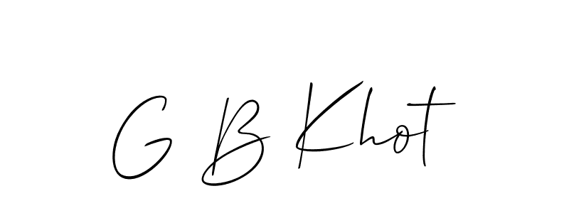 Also You can easily find your signature by using the search form. We will create G B Khot name handwritten signature images for you free of cost using Allison_Script sign style. G B Khot signature style 2 images and pictures png