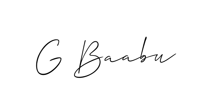 Use a signature maker to create a handwritten signature online. With this signature software, you can design (Allison_Script) your own signature for name G Baabu. G Baabu signature style 2 images and pictures png