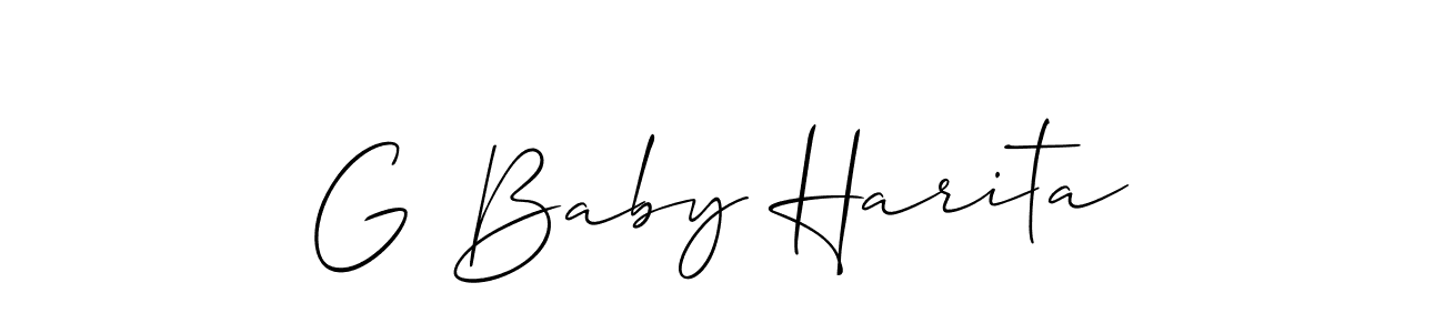 Also we have G Baby Harita name is the best signature style. Create professional handwritten signature collection using Allison_Script autograph style. G Baby Harita signature style 2 images and pictures png