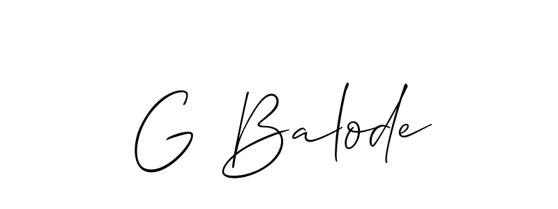 Use a signature maker to create a handwritten signature online. With this signature software, you can design (Allison_Script) your own signature for name G Balode. G Balode signature style 2 images and pictures png
