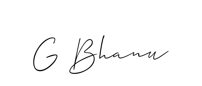 The best way (Allison_Script) to make a short signature is to pick only two or three words in your name. The name G Bhanu include a total of six letters. For converting this name. G Bhanu signature style 2 images and pictures png