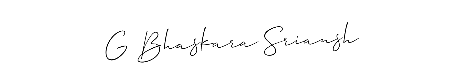 Use a signature maker to create a handwritten signature online. With this signature software, you can design (Allison_Script) your own signature for name G Bhaskara Sriansh. G Bhaskara Sriansh signature style 2 images and pictures png