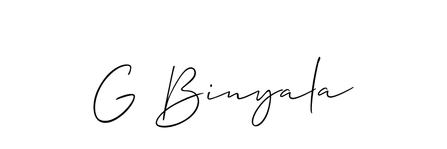 Also You can easily find your signature by using the search form. We will create G Binyala name handwritten signature images for you free of cost using Allison_Script sign style. G Binyala signature style 2 images and pictures png
