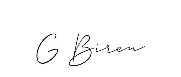 How to make G Biren name signature. Use Allison_Script style for creating short signs online. This is the latest handwritten sign. G Biren signature style 2 images and pictures png