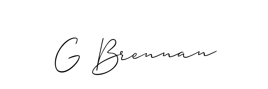 The best way (Allison_Script) to make a short signature is to pick only two or three words in your name. The name G Brennan include a total of six letters. For converting this name. G Brennan signature style 2 images and pictures png