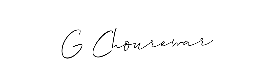 Design your own signature with our free online signature maker. With this signature software, you can create a handwritten (Allison_Script) signature for name G Chourewar. G Chourewar signature style 2 images and pictures png