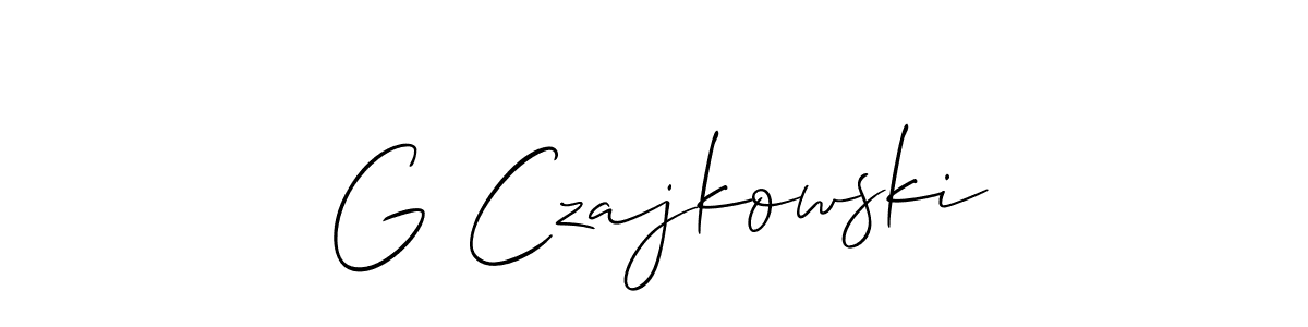 Make a short G Czajkowski signature style. Manage your documents anywhere anytime using Allison_Script. Create and add eSignatures, submit forms, share and send files easily. G Czajkowski signature style 2 images and pictures png