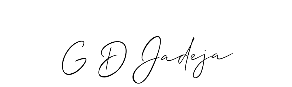 if you are searching for the best signature style for your name G D Jadeja. so please give up your signature search. here we have designed multiple signature styles  using Allison_Script. G D Jadeja signature style 2 images and pictures png