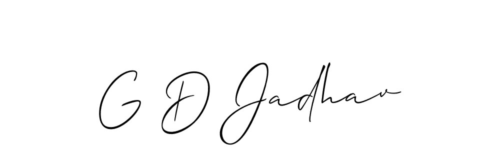 Allison_Script is a professional signature style that is perfect for those who want to add a touch of class to their signature. It is also a great choice for those who want to make their signature more unique. Get G D Jadhav name to fancy signature for free. G D Jadhav signature style 2 images and pictures png