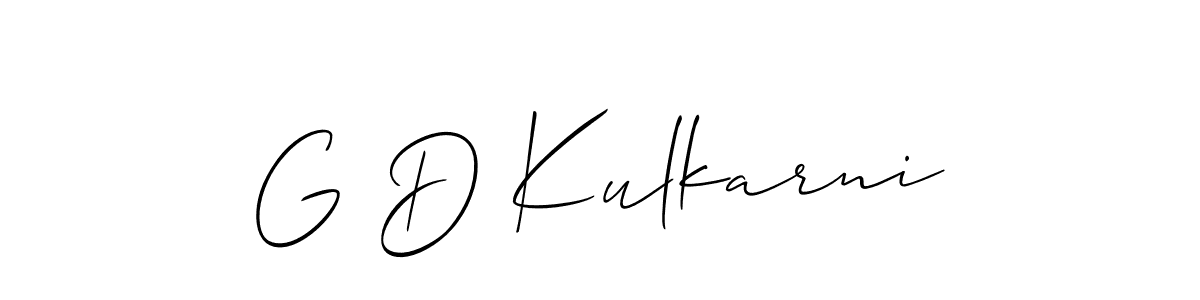 Also You can easily find your signature by using the search form. We will create G D Kulkarni name handwritten signature images for you free of cost using Allison_Script sign style. G D Kulkarni signature style 2 images and pictures png