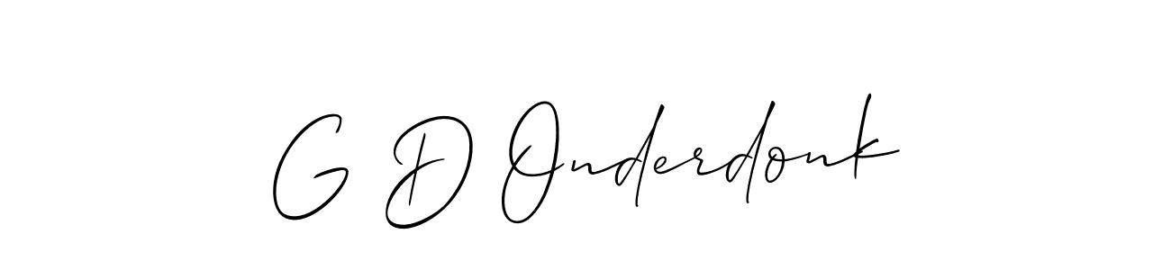 Use a signature maker to create a handwritten signature online. With this signature software, you can design (Allison_Script) your own signature for name G D Onderdonk. G D Onderdonk signature style 2 images and pictures png