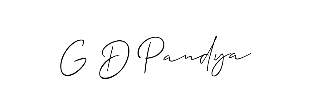 Also we have G D Pandya name is the best signature style. Create professional handwritten signature collection using Allison_Script autograph style. G D Pandya signature style 2 images and pictures png
