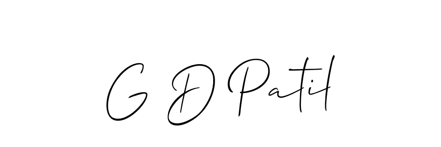 Also You can easily find your signature by using the search form. We will create G D Patil name handwritten signature images for you free of cost using Allison_Script sign style. G D Patil signature style 2 images and pictures png