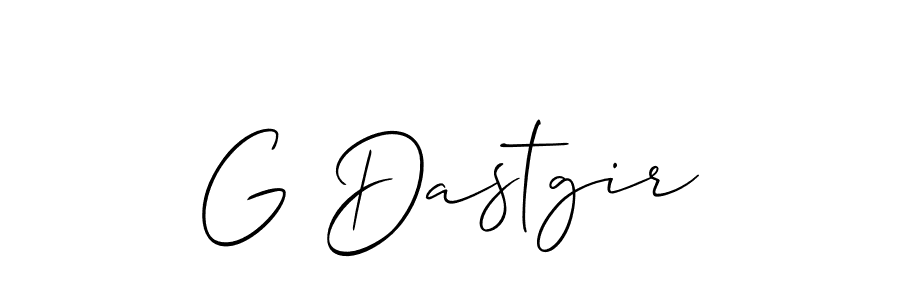 Also You can easily find your signature by using the search form. We will create G Dastgir name handwritten signature images for you free of cost using Allison_Script sign style. G Dastgir signature style 2 images and pictures png