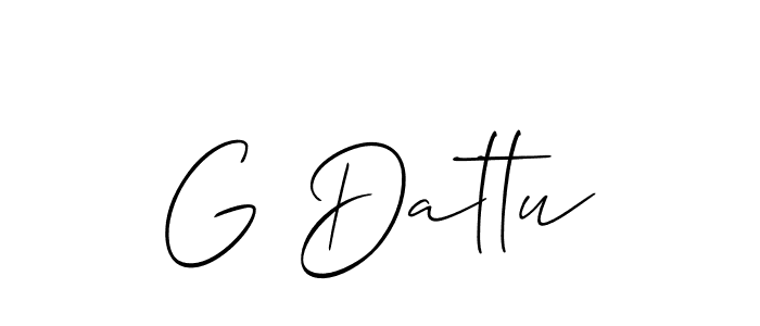 You should practise on your own different ways (Allison_Script) to write your name (G Dattu) in signature. don't let someone else do it for you. G Dattu signature style 2 images and pictures png