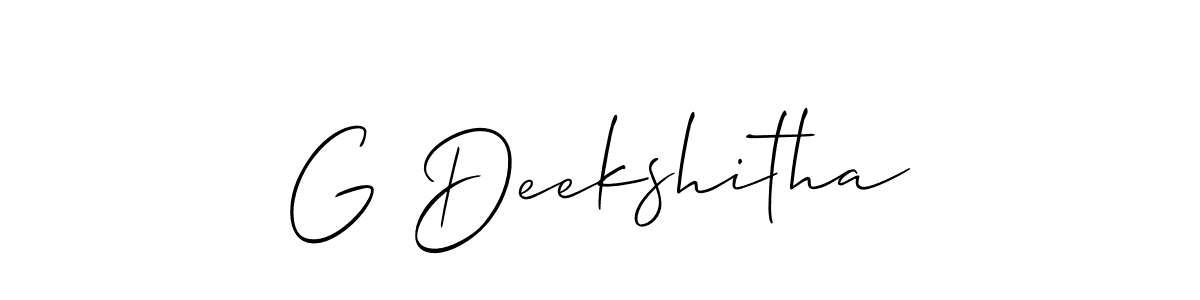 It looks lik you need a new signature style for name G Deekshitha. Design unique handwritten (Allison_Script) signature with our free signature maker in just a few clicks. G Deekshitha signature style 2 images and pictures png