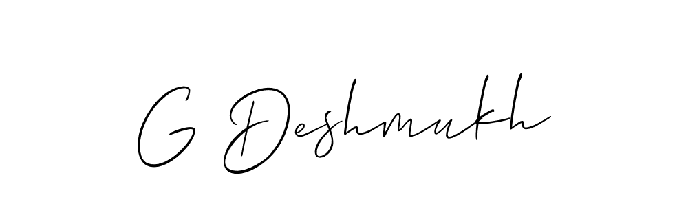 Also we have G Deshmukh name is the best signature style. Create professional handwritten signature collection using Allison_Script autograph style. G Deshmukh signature style 2 images and pictures png