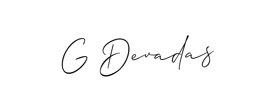 Create a beautiful signature design for name G Devadas. With this signature (Allison_Script) fonts, you can make a handwritten signature for free. G Devadas signature style 2 images and pictures png